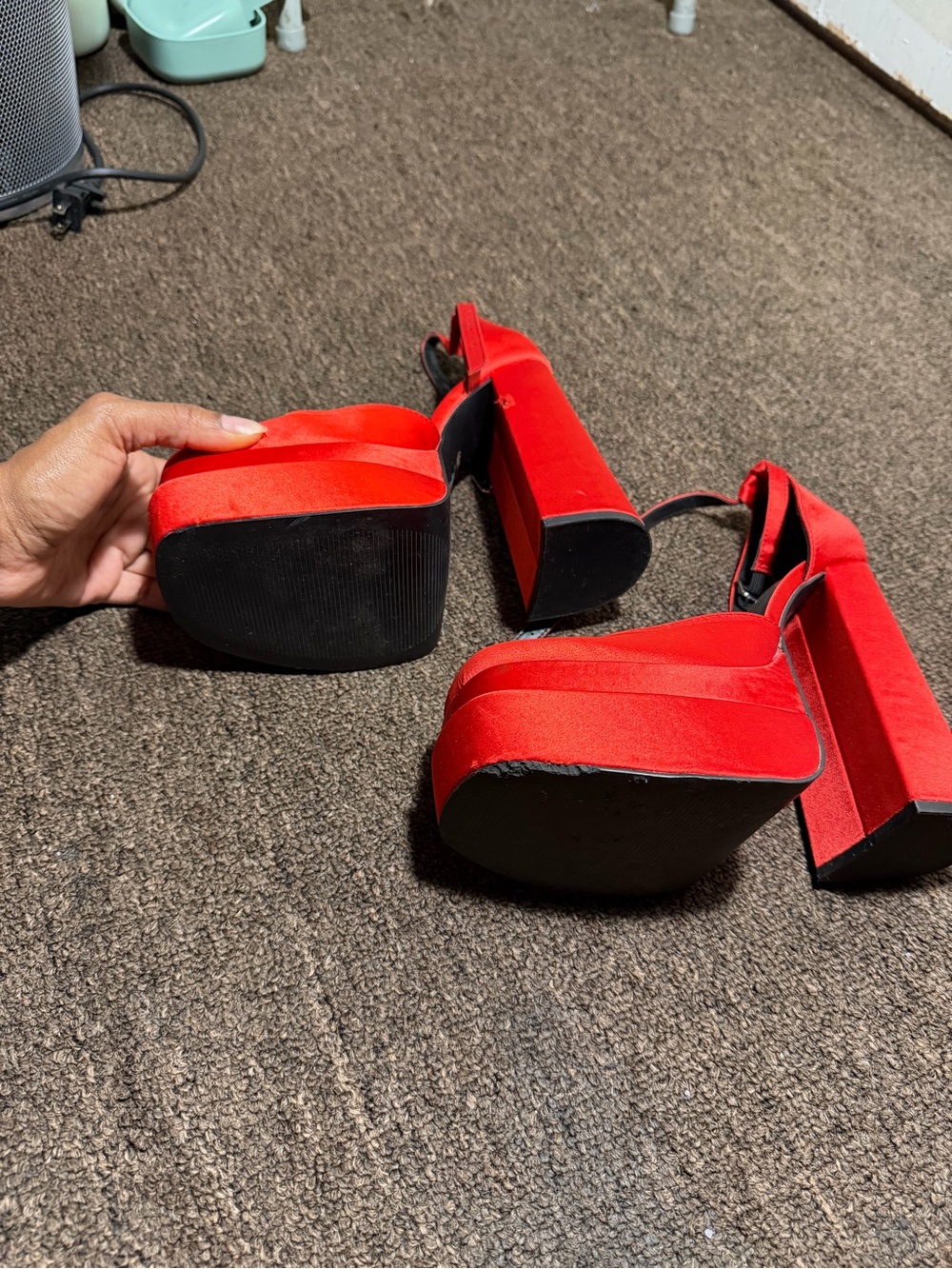 Red Platform High Heel Sandals - Brand Unspecified